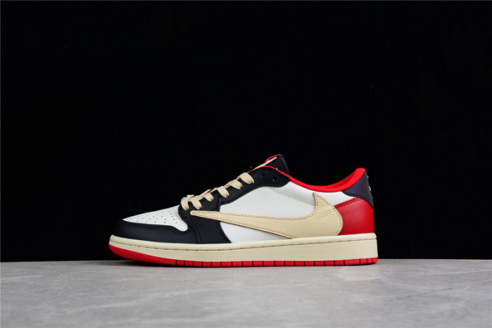 TRAVIS SCOTT X FRAGMENT DESIGN X AIR JORDAN 1 LOW OG SP BLACK/WHITE-GYM RED